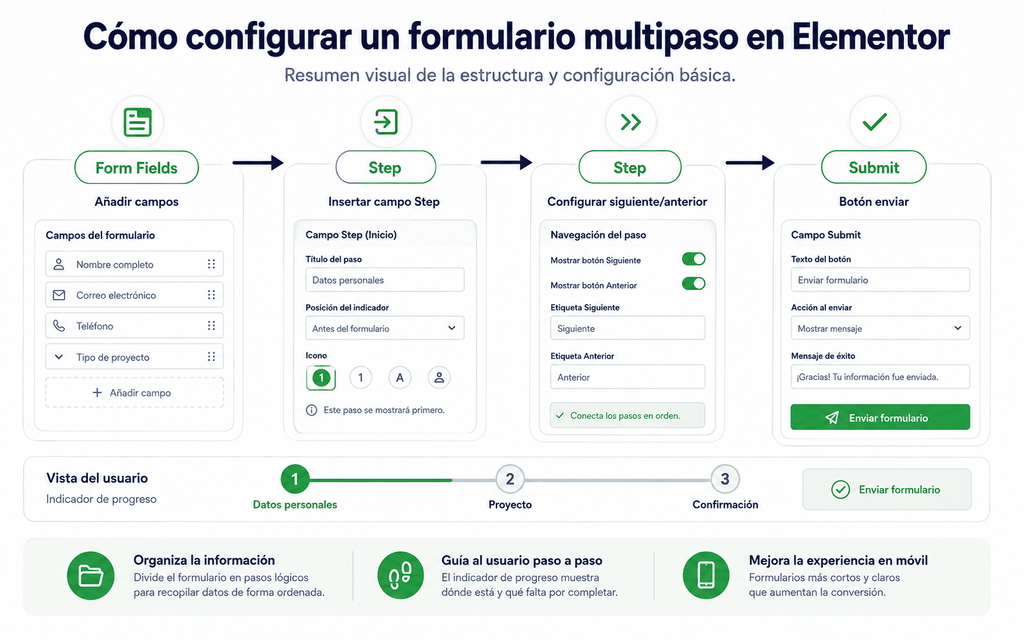 Formulario multipaso Elementor: 9 claves poderosas para dividir formularios largos y conseguir más contactos 2 Formulario Multipaso Elementor